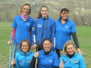 L’équipe des ladies: Sonia Dal Molin, Sylvie Bionaz, Mara Sisti, Sabina Valentini, Sonja Cuzzocrea et Sandra Clos